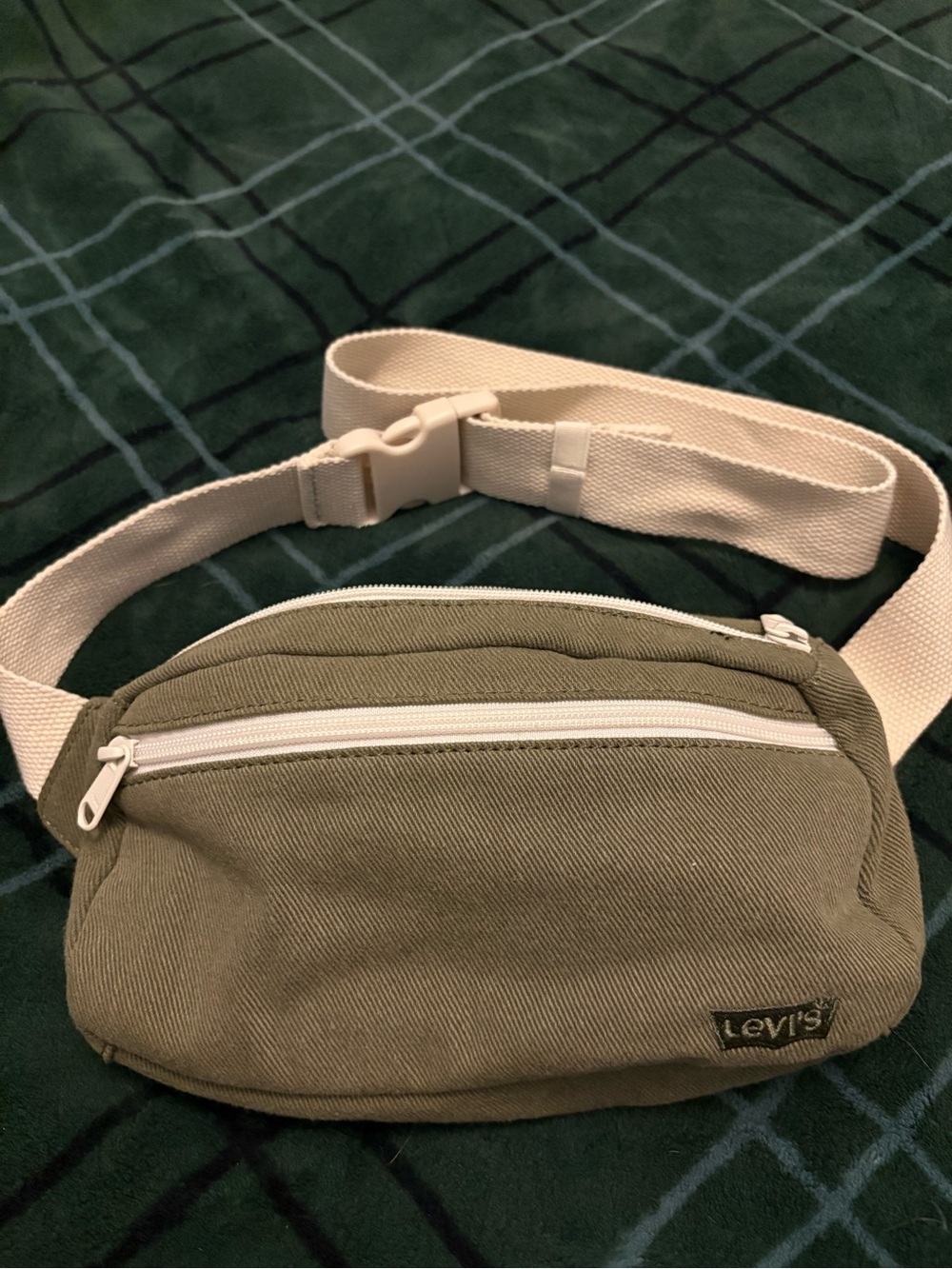 Levi's Olive Canvas Belt Bag with Cream Strap